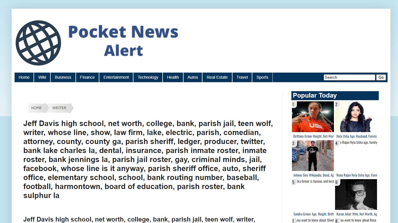 Jeff Davis high school, net worth, college, bank, parish ...